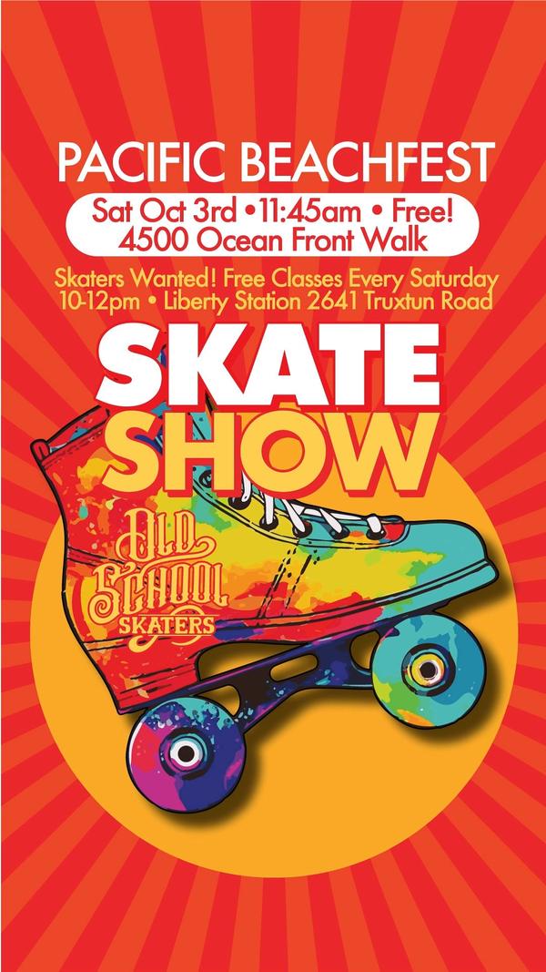 🛼☀️🌴Skaters wanted! Offering an opportunity to skate in the 2026 Pacific BeachFest Skate Show, Saturday, October 3, at 11:45am on the Comm