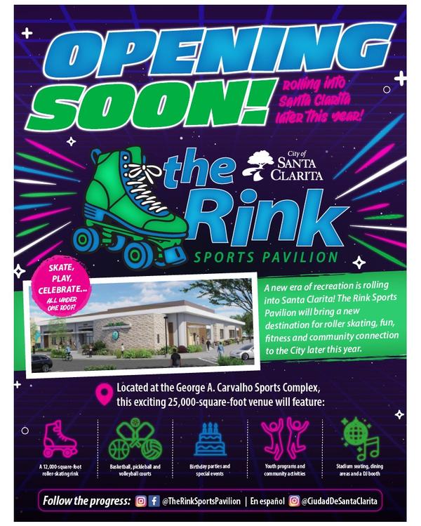 With @cityofsantaclarita β π§ The countdown is onβ¦ The Rink Sports Pavilion is opening soon! π