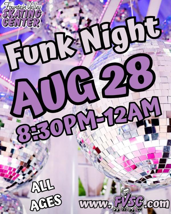 Nothing beats good music, disco balls, and a Friday night on wheels. πͺ© Join us for Funk Night on August 28th from 8:30 PM to 12 AM! Open to