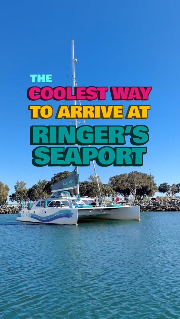 A team arrived by yacht for their 80s skate party — a first for Ringer’s. Steps from the dock at Seaport Village.